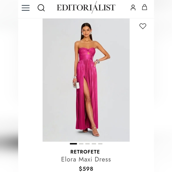 NWOT Retrofete Elora Dress XS Strapless Hot Pink Gown Maxi Dress Wedding Guest - Picture 2 of 13